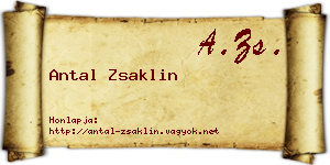 Antal Zsaklin névjegykártya